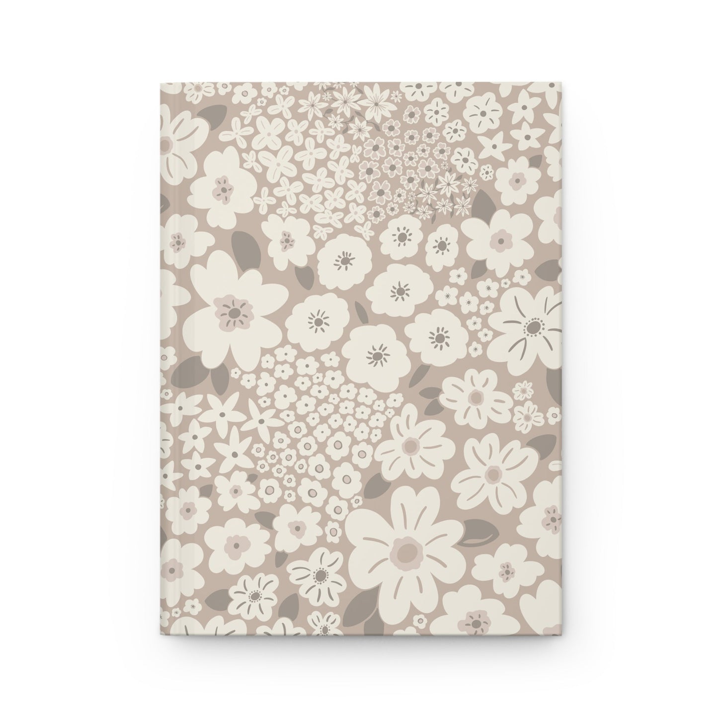 Garden Whimsy Floral in Mushroom Hardcover Journal with hand - drawn artwork - Flourish Moon Studio