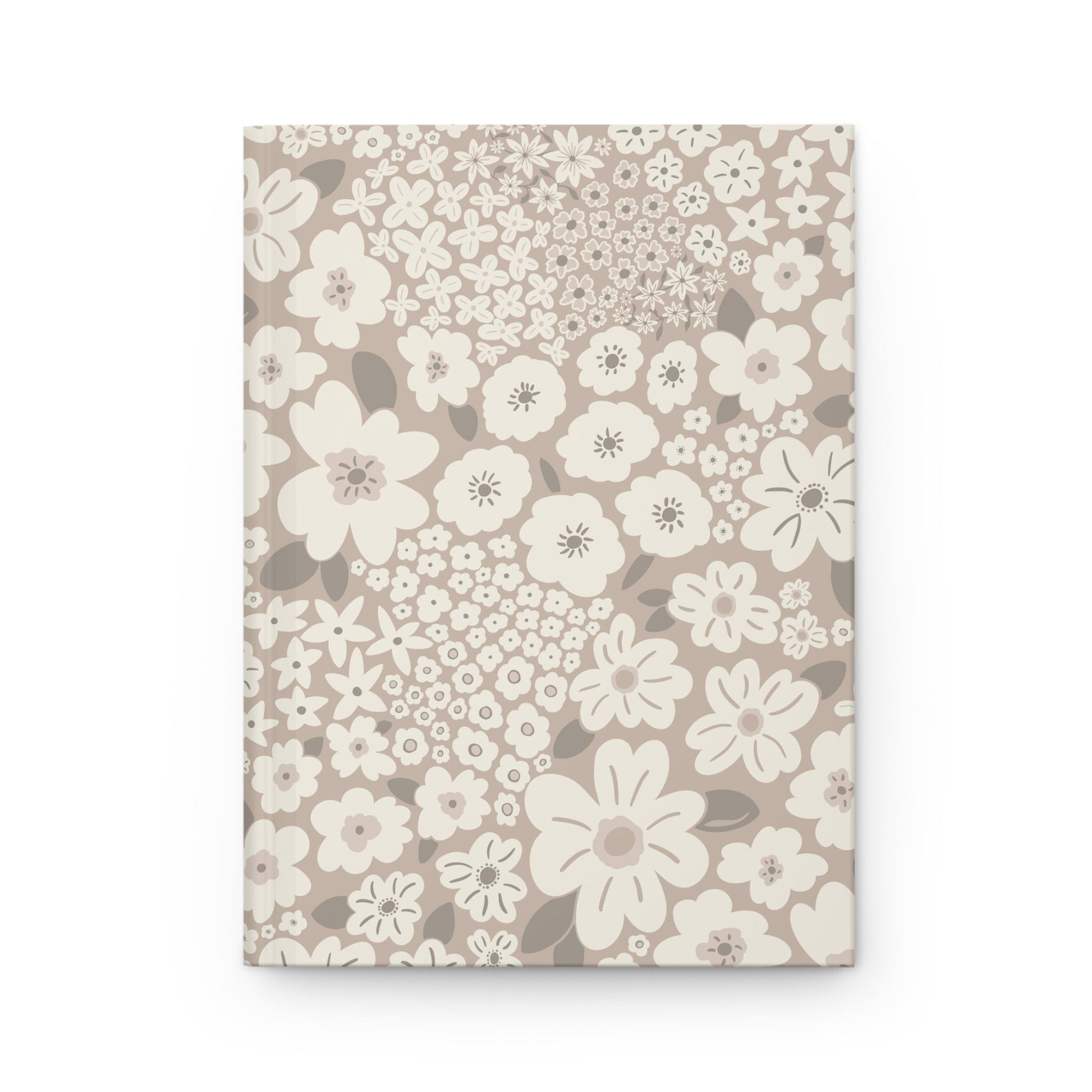 Garden Whimsy Floral in Mushroom Hardcover Journal with hand - drawn artwork - Flourish Moon Studio