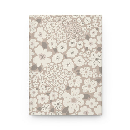 Garden Whimsy Floral in Mushroom Hardcover Journal with hand - drawn artwork - Flourish Moon Studio
