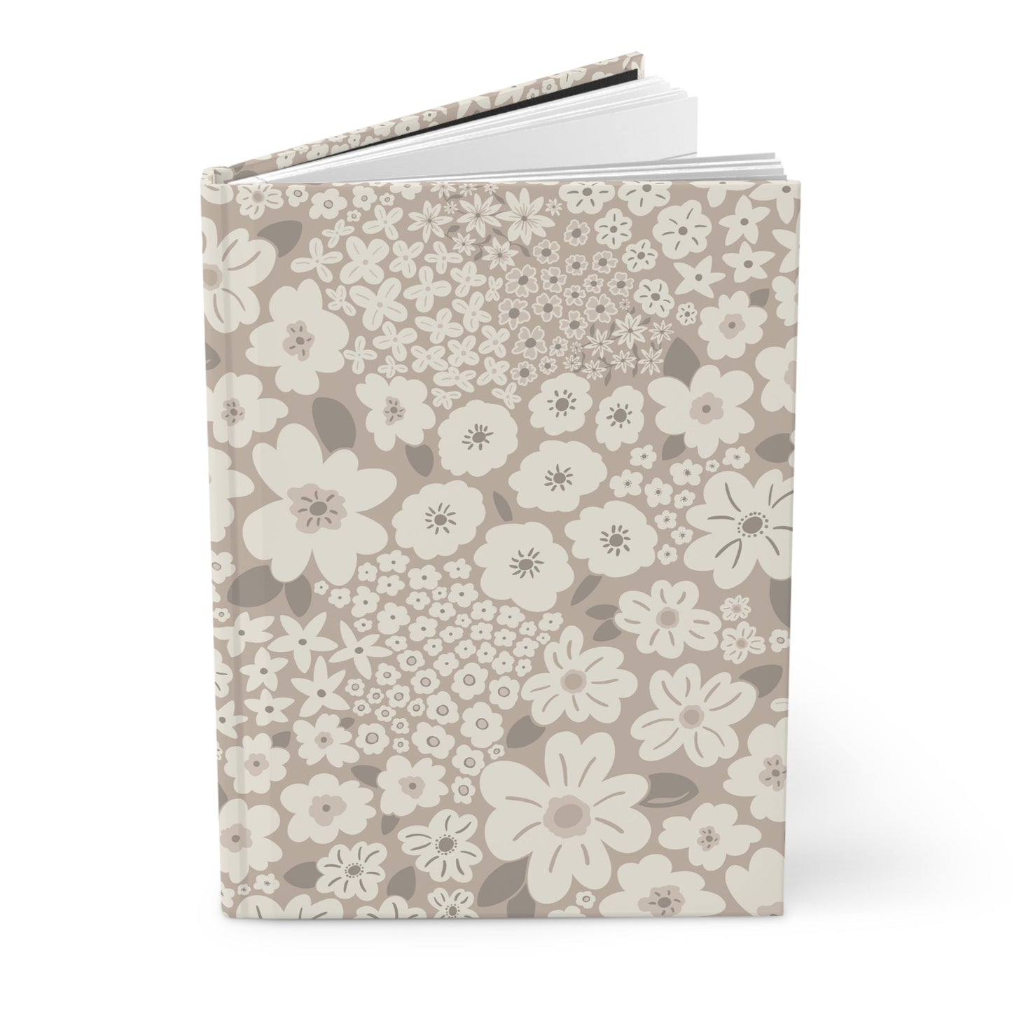 Garden Whimsy Floral in Mushroom Hardcover Journal with hand - drawn artwork - Flourish Moon Studio