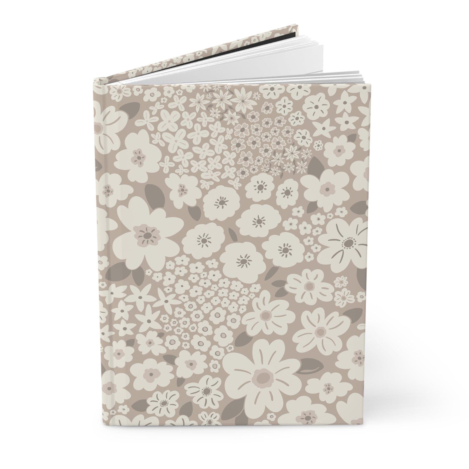 Garden Whimsy Floral in Mushroom Hardcover Journal with hand - drawn artwork - Flourish Moon Studio