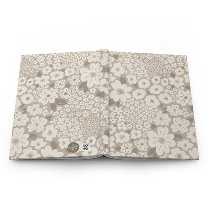 Garden Whimsy Floral in Mushroom Hardcover Journal with hand - drawn artwork - Flourish Moon Studio