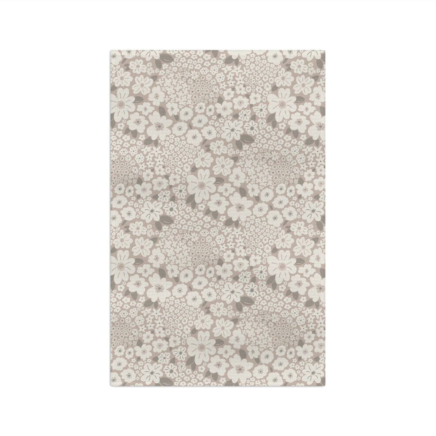 Garden Whimsy Floral in Mushroom Microfiber Waffle Kitchen Towel with hand - drawn artwork - Flourish Moon Studio