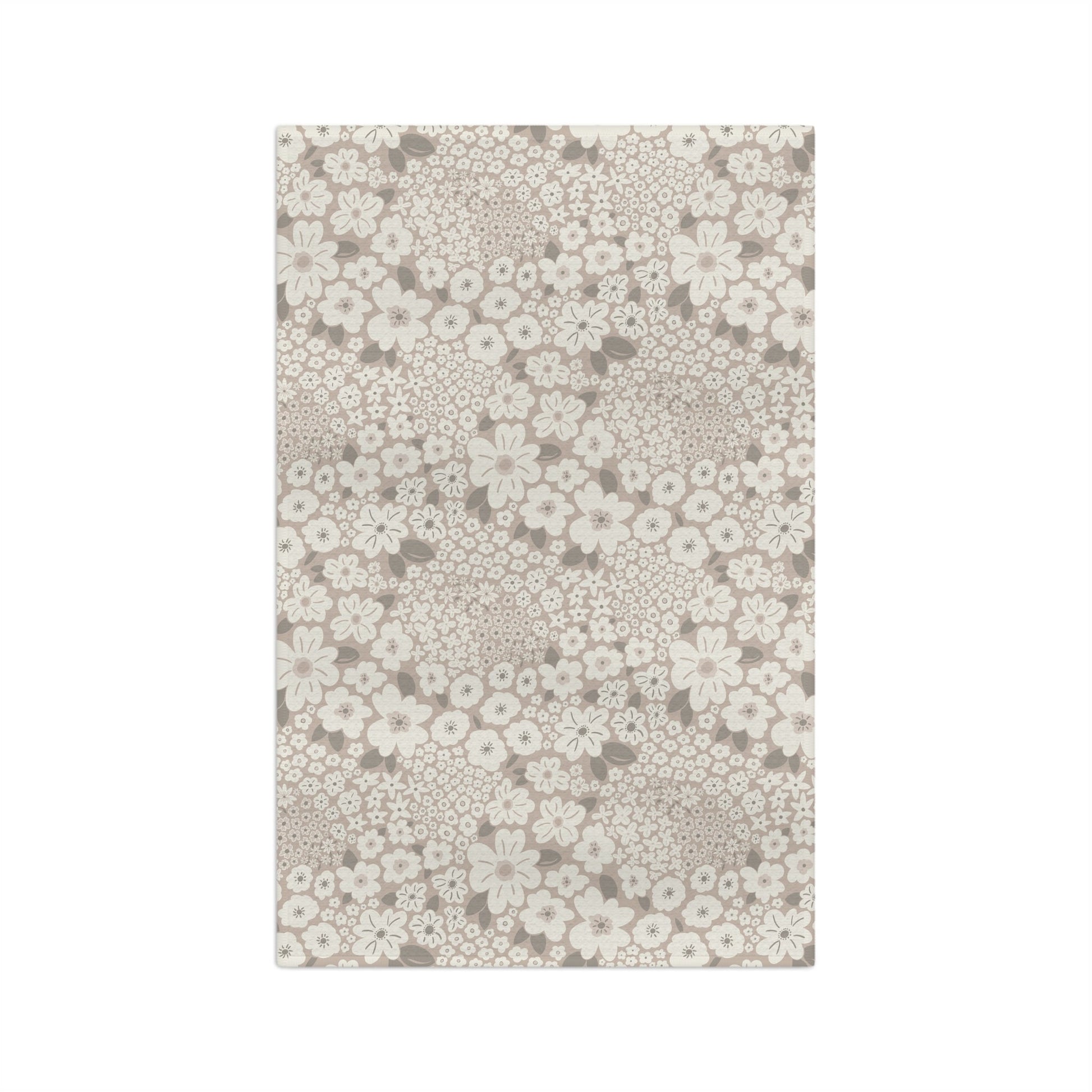 Garden Whimsy Floral in Mushroom Microfiber Waffle Kitchen Towel with hand - drawn artwork - Flourish Moon Studio