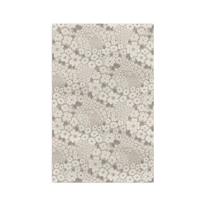 Garden Whimsy Floral in Mushroom Microfiber Waffle Kitchen Towel with hand - drawn artwork - Flourish Moon Studio