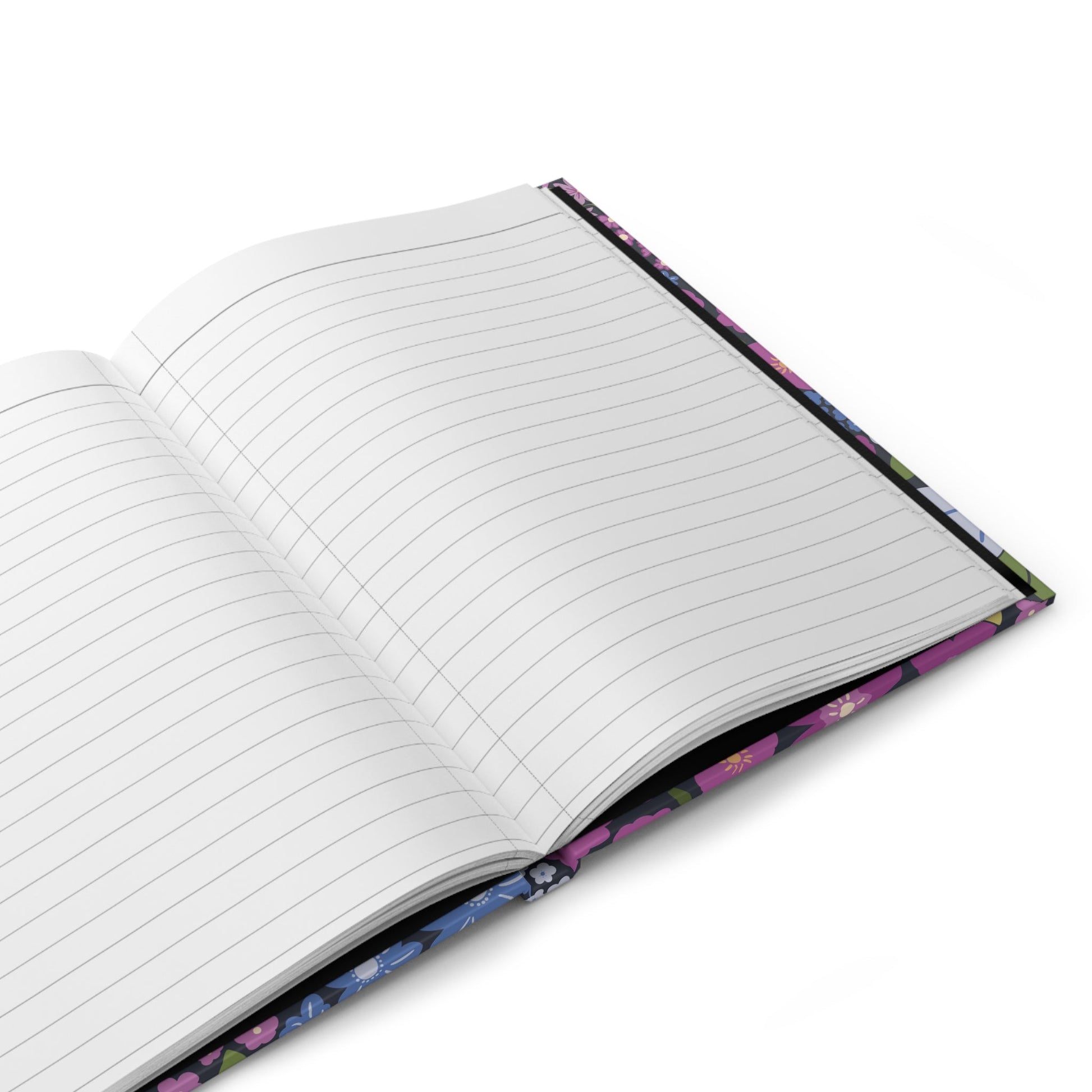 Garden Whimsy Floral Periwinkle & Berry Hardcover Journal with hand - drawn artwork - Flourish Moon Studio