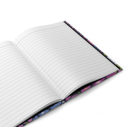 Garden Whimsy Floral Periwinkle & Berry Hardcover Journal with hand - drawn artwork - Flourish Moon Studio
