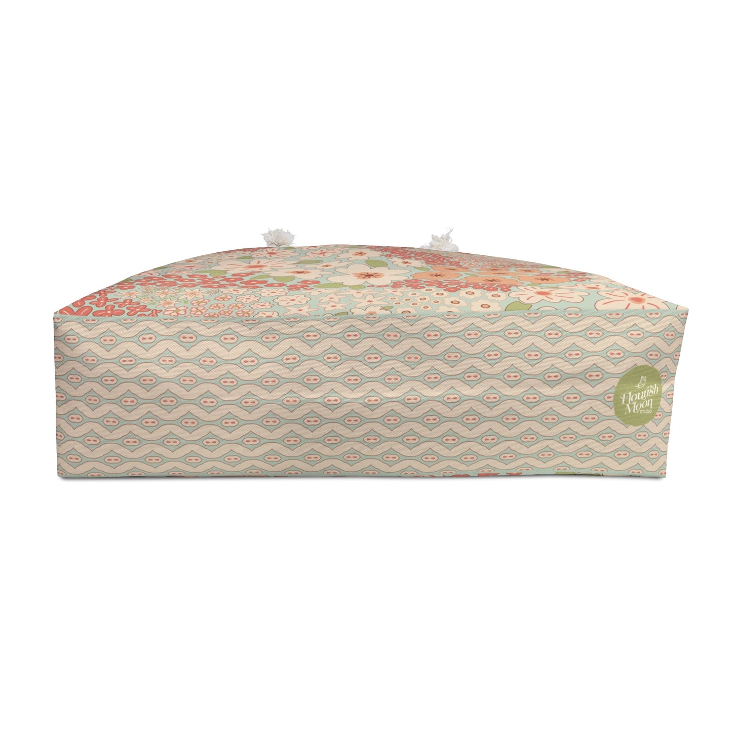 Garden Whimsy Floral Weekender Bag with hand - drawn artwork - Flourish Moon Studio