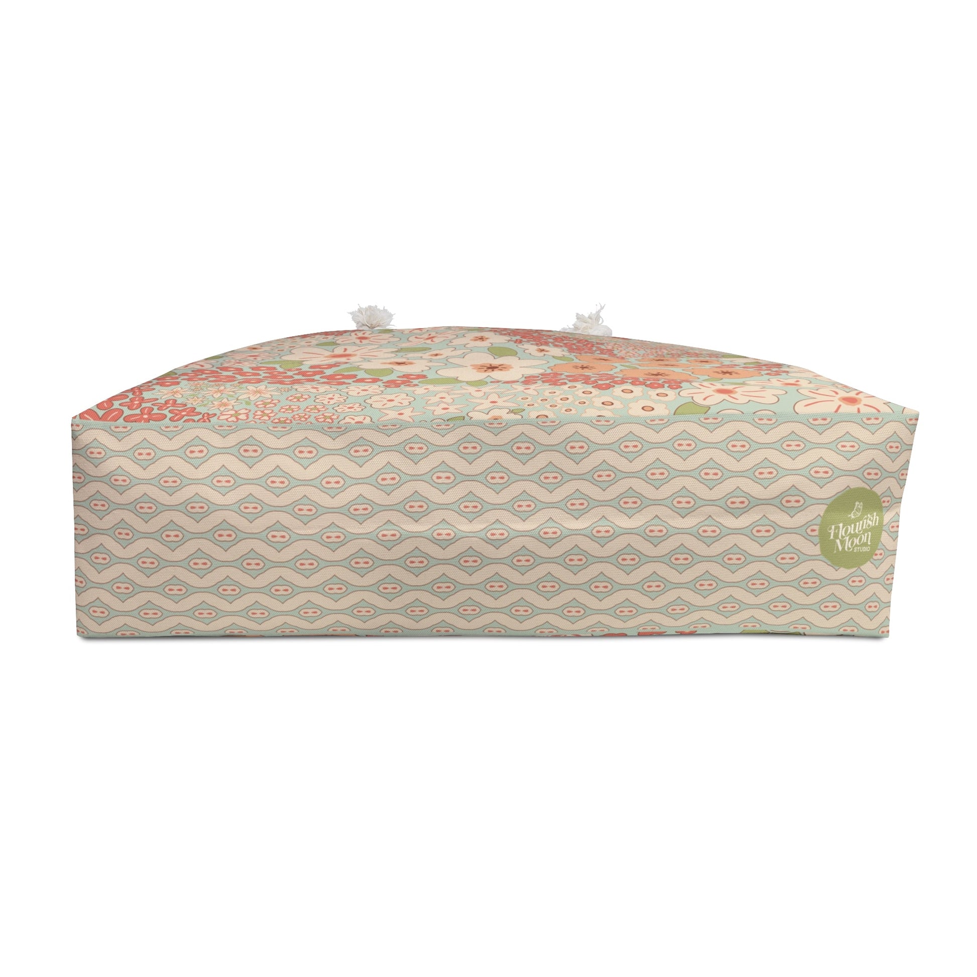 Garden Whimsy Floral Weekender Bag with hand - drawn artwork - Flourish Moon Studio