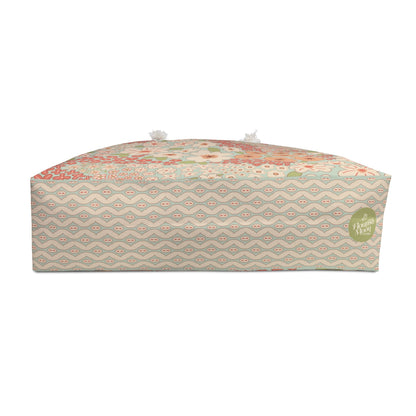 Garden Whimsy Floral Weekender Bag with hand - drawn artwork - Flourish Moon Studio