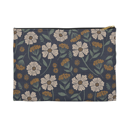 Garden Whispers Accessory Pouch with hand - drawn artwork - Flourish Moon Studio