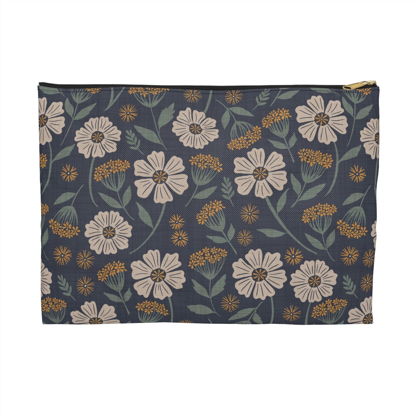Garden Whispers Accessory Pouch with hand - drawn artwork - Flourish Moon Studio