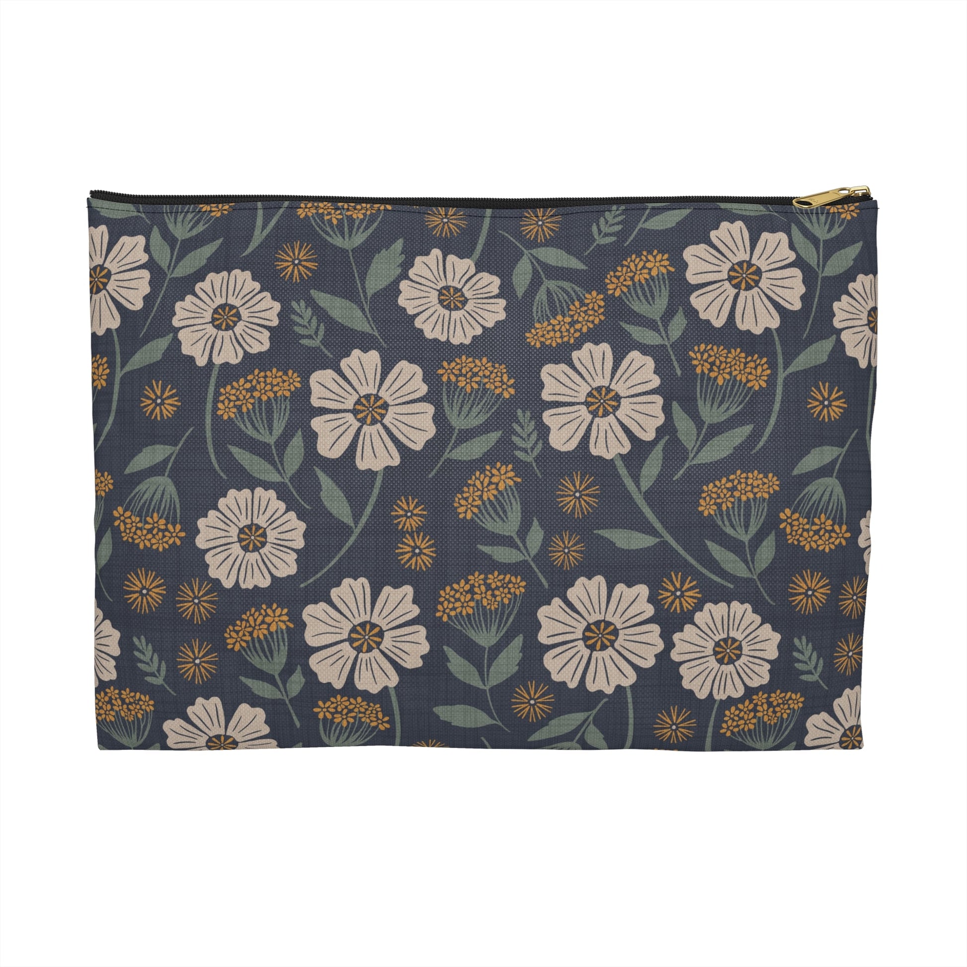 Garden Whispers Accessory Pouch with hand - drawn artwork - Flourish Moon Studio
