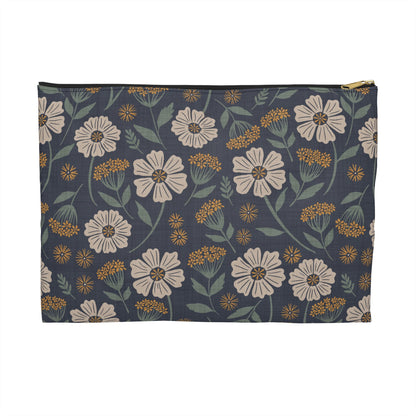 Garden Whispers Accessory Pouch with hand - drawn artwork - Flourish Moon Studio