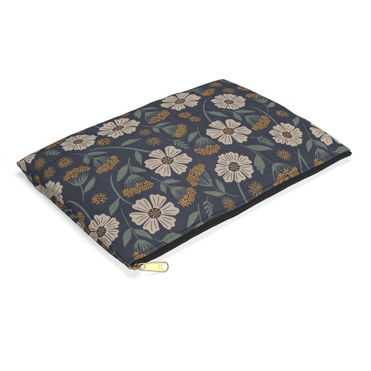 Garden Whispers Accessory Pouch with hand - drawn artwork - Flourish Moon Studio