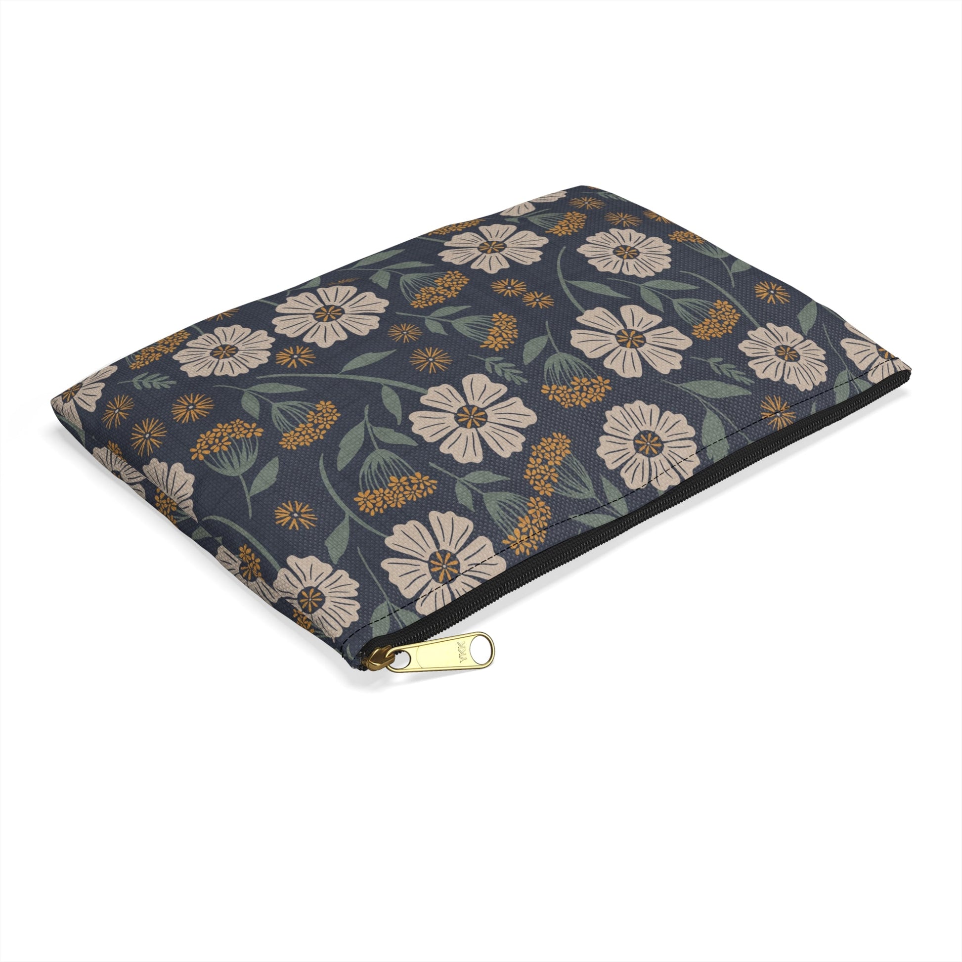 Garden Whispers Accessory Pouch with hand - drawn artwork - Flourish Moon Studio