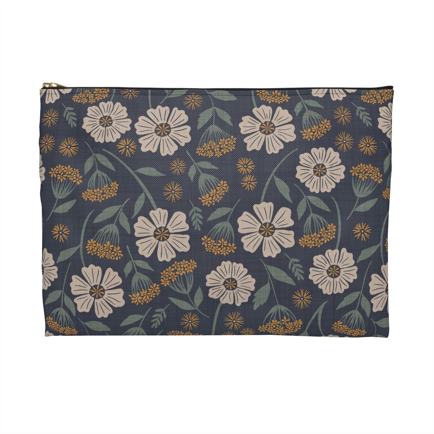 Garden Whispers Accessory Pouch with hand - drawn artwork - Flourish Moon Studio