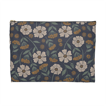 Garden Whispers Accessory Pouch with hand - drawn artwork - Flourish Moon Studio