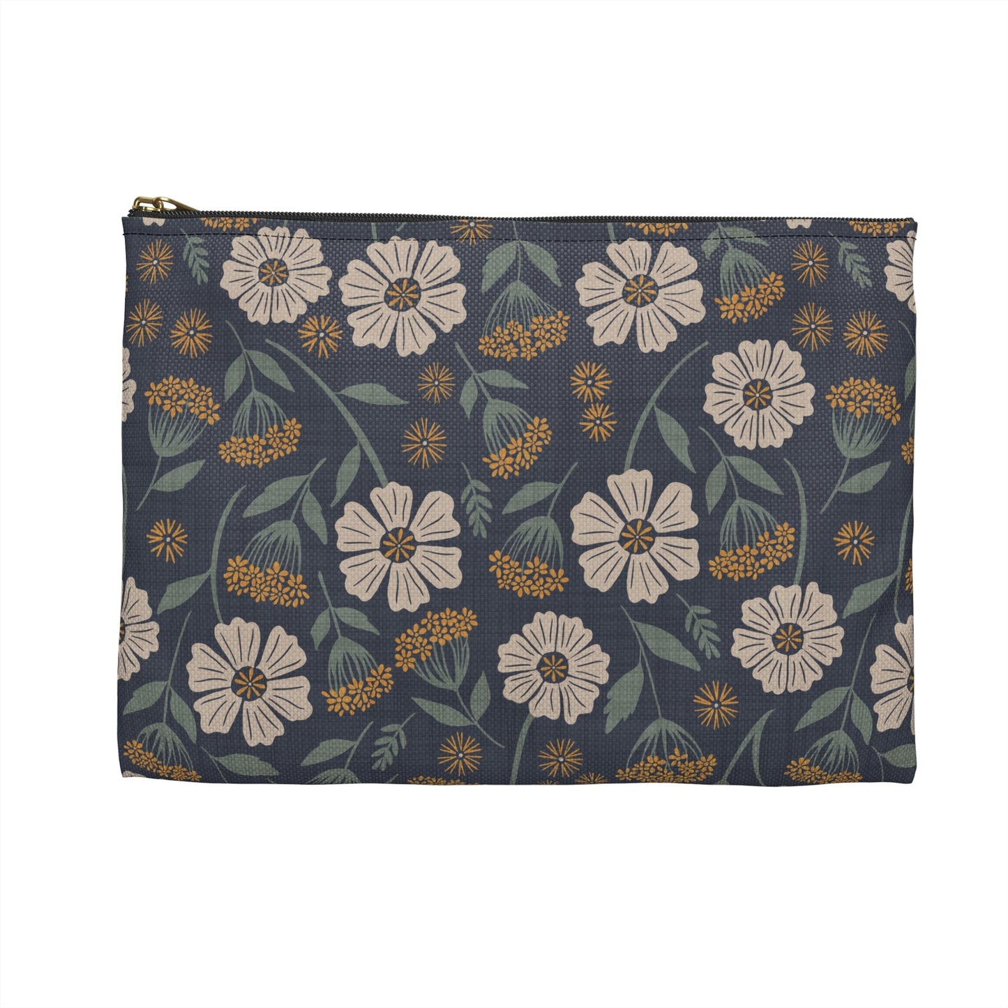 Garden Whispers Accessory Pouch with hand - drawn artwork - Flourish Moon Studio
