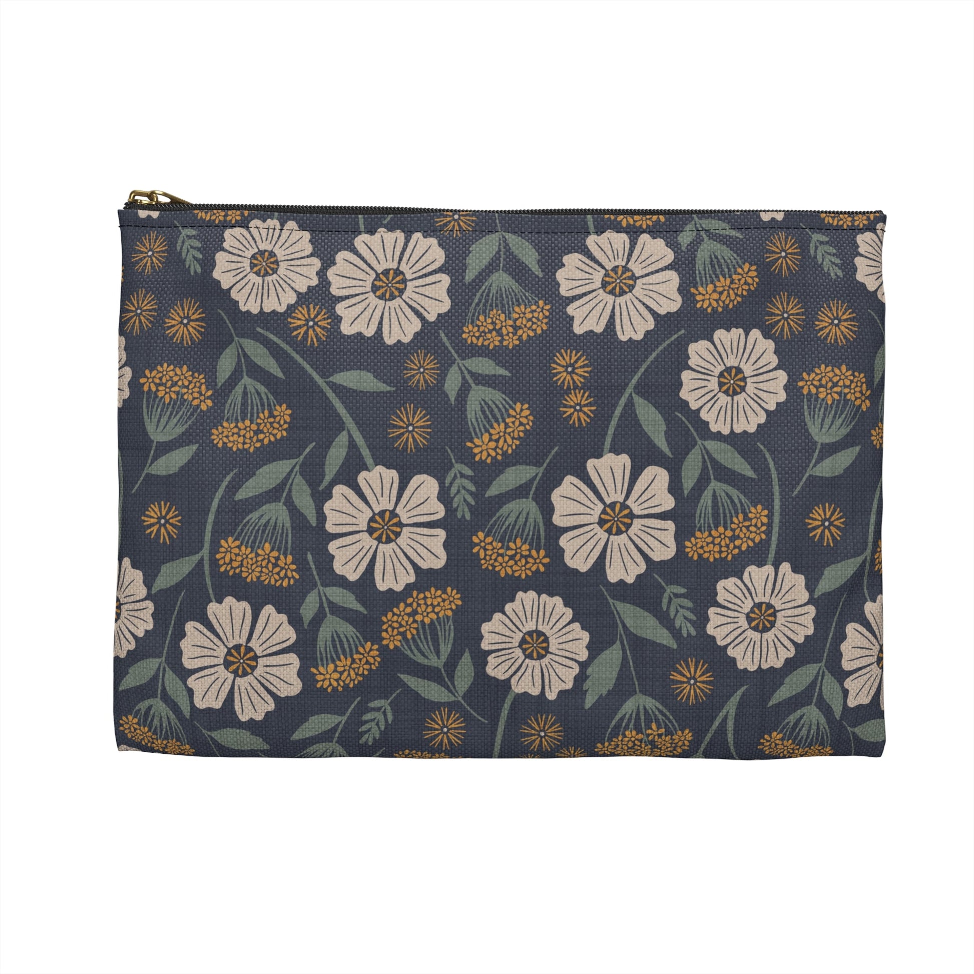 Garden Whispers Accessory Pouch with hand - drawn artwork - Flourish Moon Studio