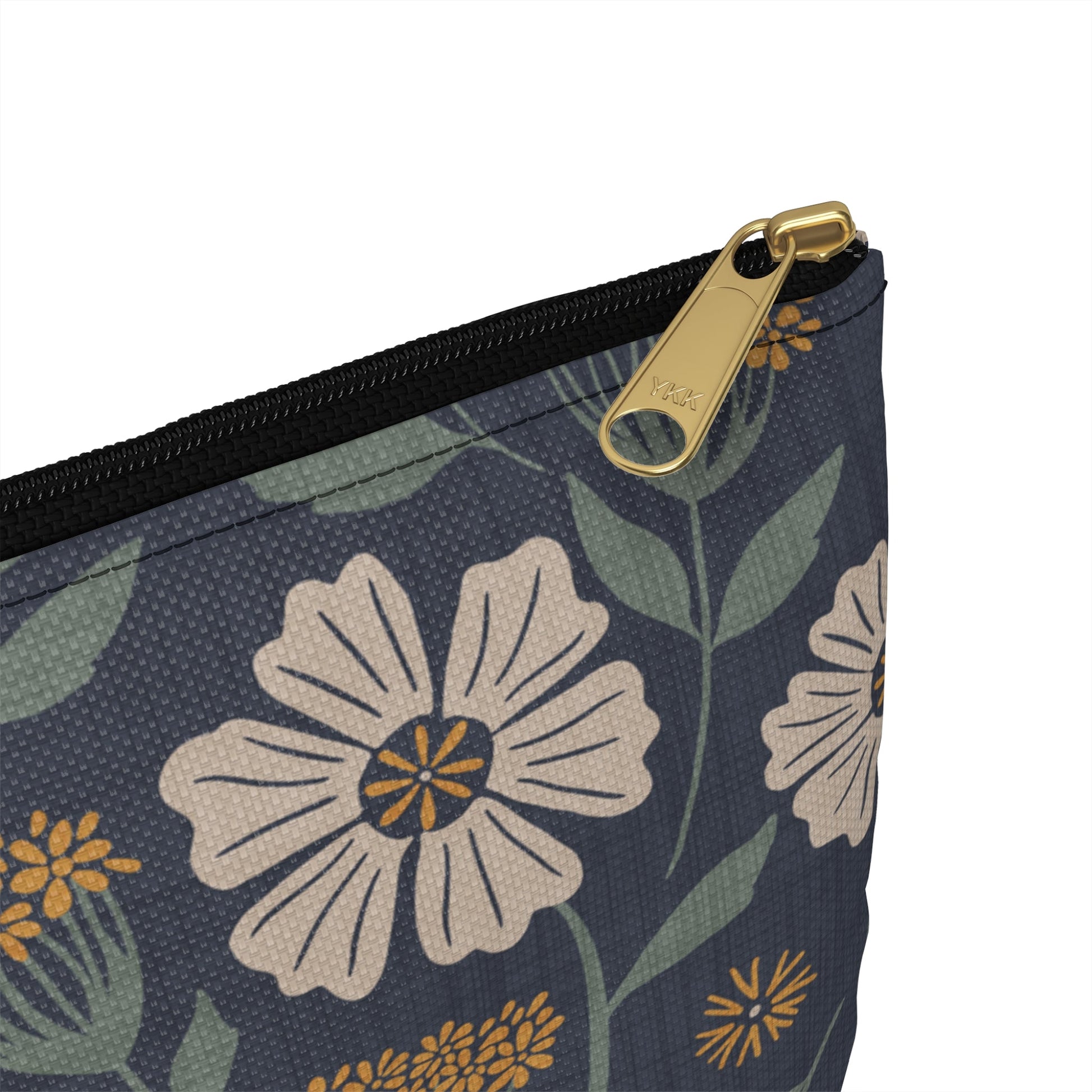 Garden Whispers Accessory Pouch with hand - drawn artwork - Flourish Moon Studio