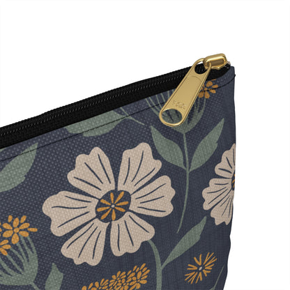 Garden Whispers Accessory Pouch with hand - drawn artwork - Flourish Moon Studio