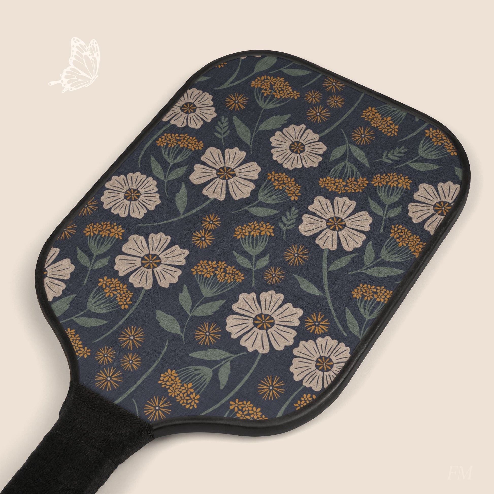 Garden Whispers Floral Pickleball Paddles Set with hand drawn artwork - Flourish Moon Studio