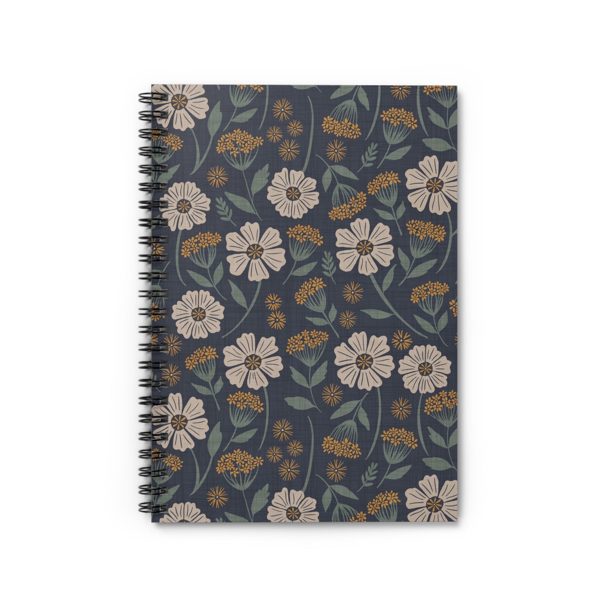 Garden Whispers Floral Spiral Notebook with hand - drawn artwork - Flourish Moon Studio
