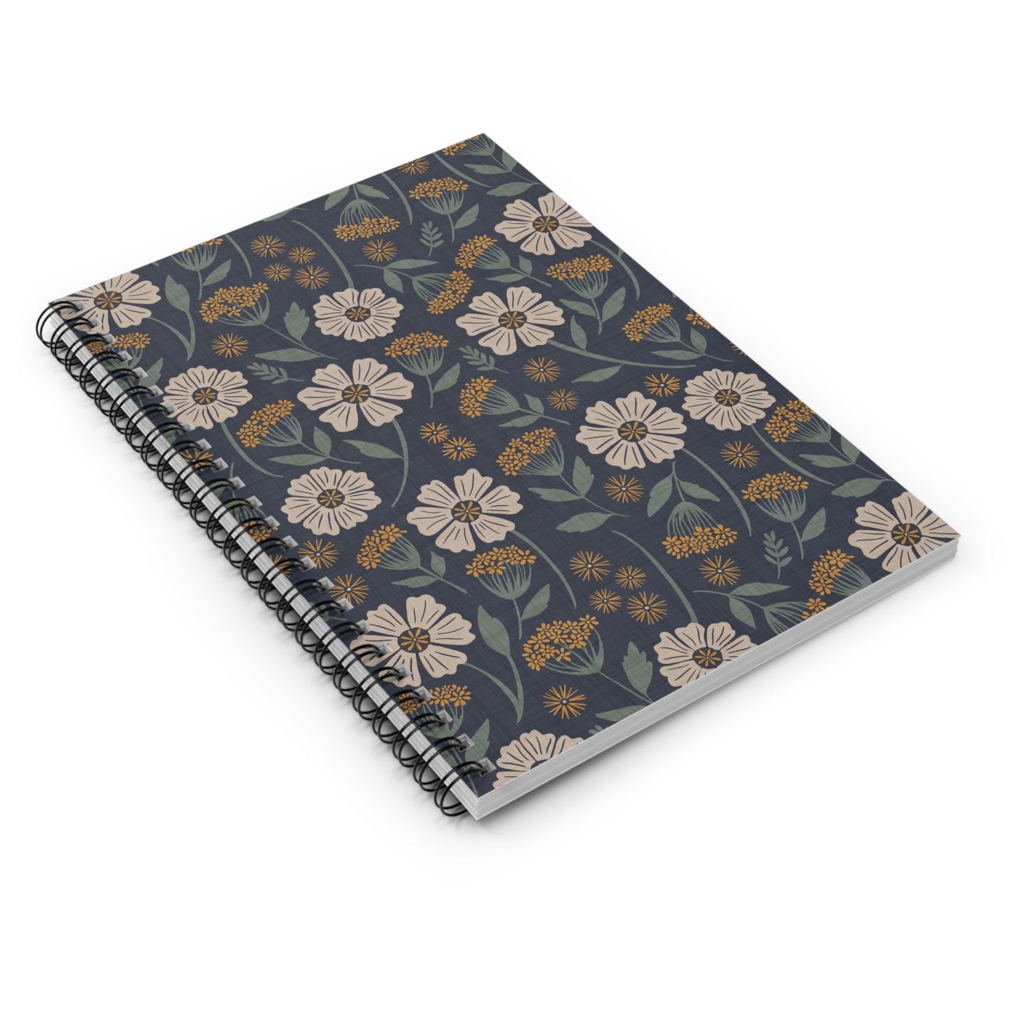 Garden Whispers Floral Spiral Notebook with hand - drawn artwork - Flourish Moon Studio