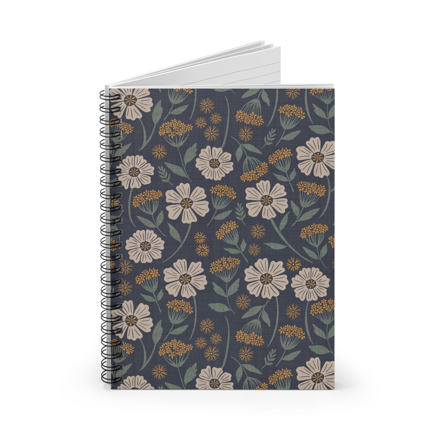 Garden Whispers Floral Spiral Notebook with hand - drawn artwork - Flourish Moon Studio