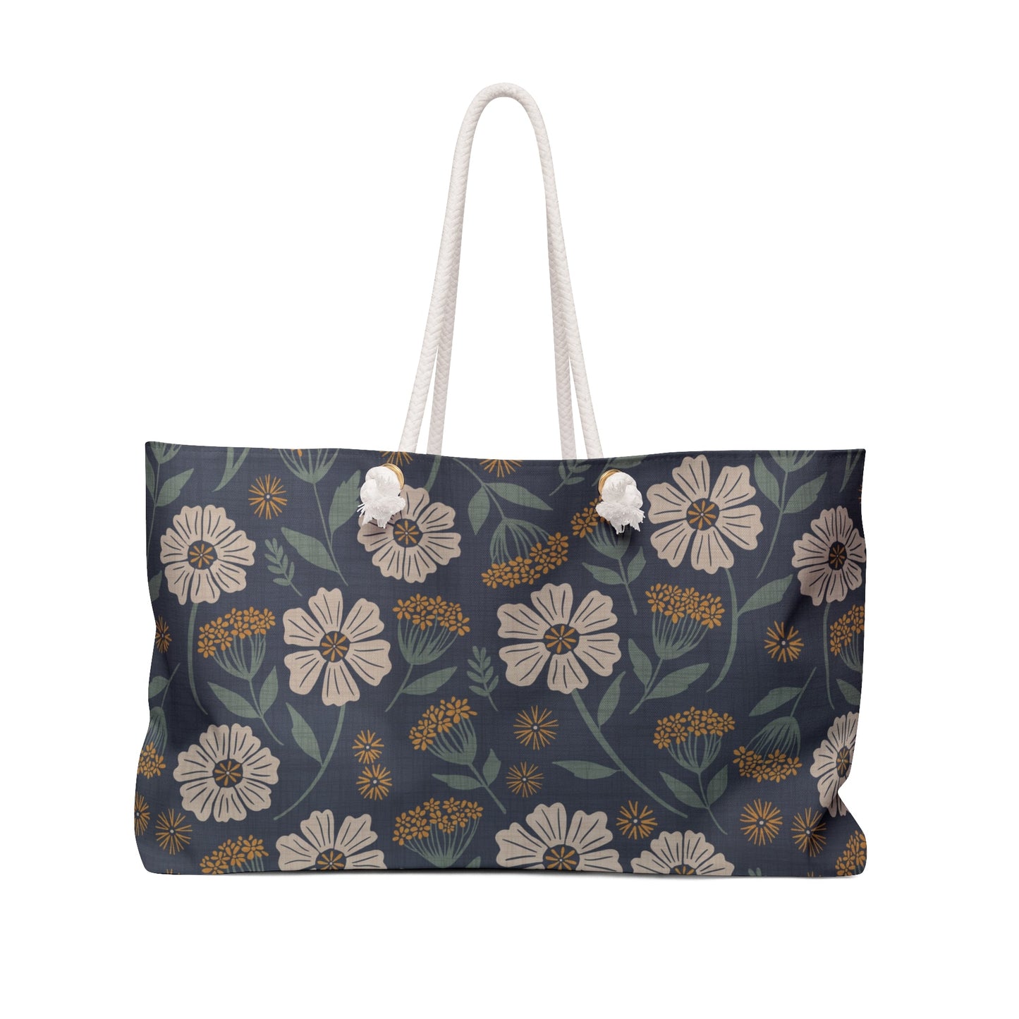Garden Whispers Floral Weekender Bag with hand - drawn artwork - Flourish Moon Studio