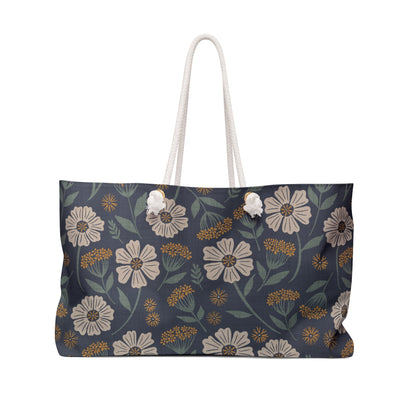 Garden Whispers Floral Weekender Bag with hand - drawn artwork - Flourish Moon Studio