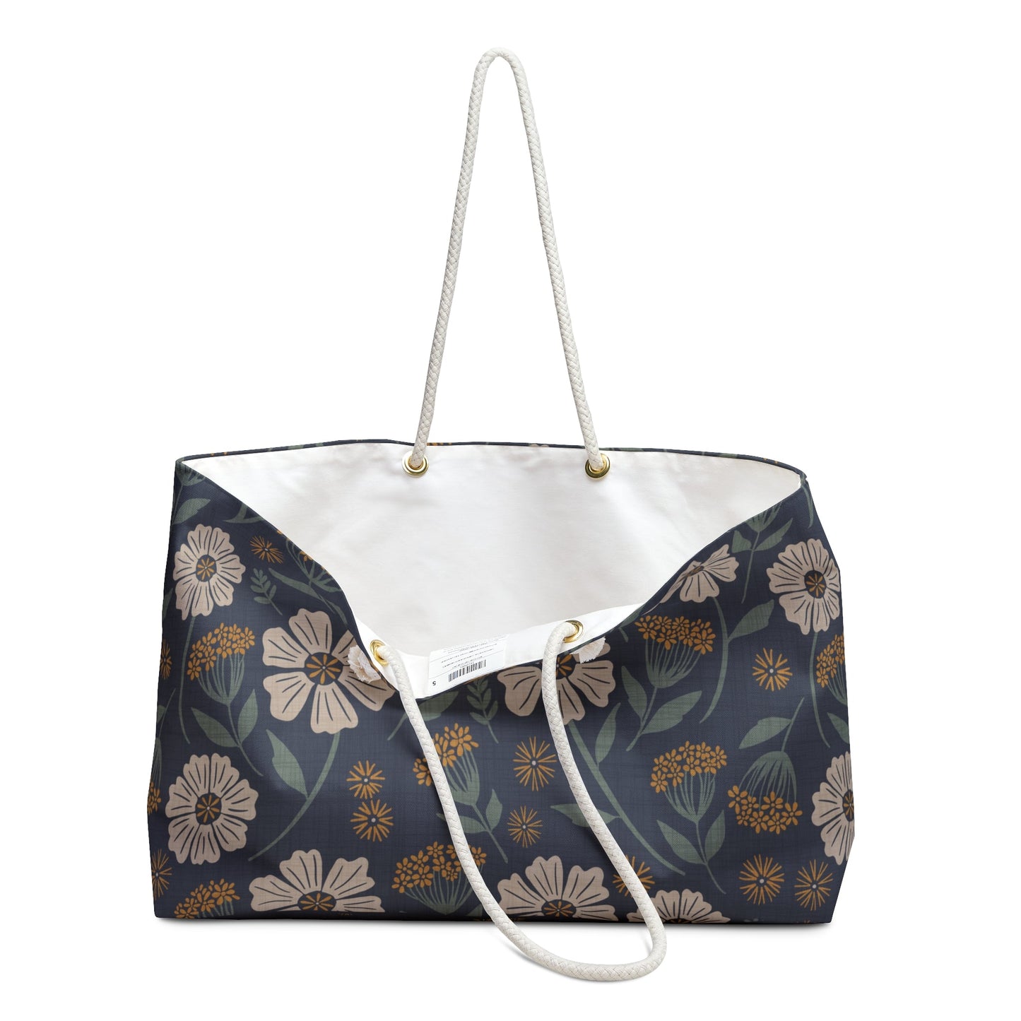 Garden Whispers Floral Weekender Bag with hand - drawn artwork - Flourish Moon Studio
