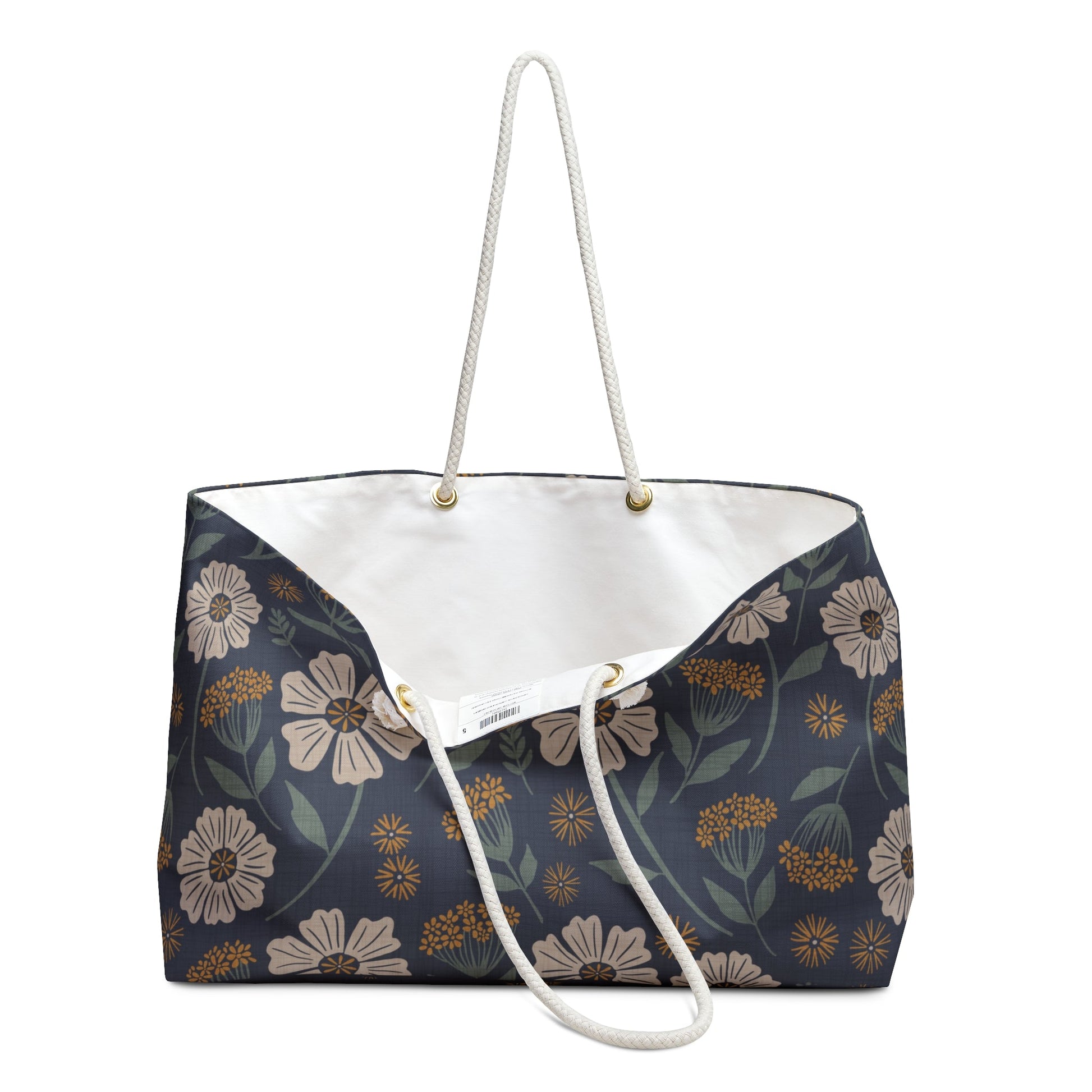 Garden Whispers Floral Weekender Bag with hand - drawn artwork - Flourish Moon Studio