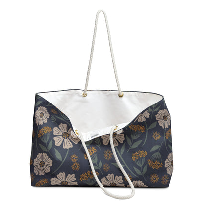 Garden Whispers Floral Weekender Bag with hand - drawn artwork - Flourish Moon Studio