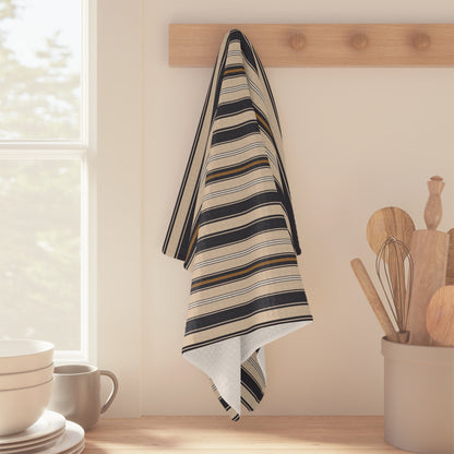 Harbor Lines Microfiber Waffle Kitchen Towel with hand - drawn artwork - Flourish Moon Studio