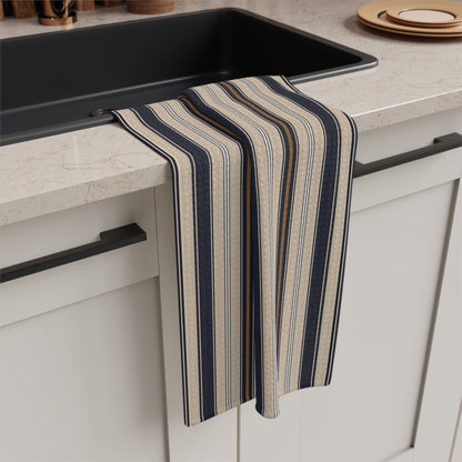 Harbor Lines Microfiber Waffle Kitchen Towel with hand - drawn artwork - Flourish Moon Studio