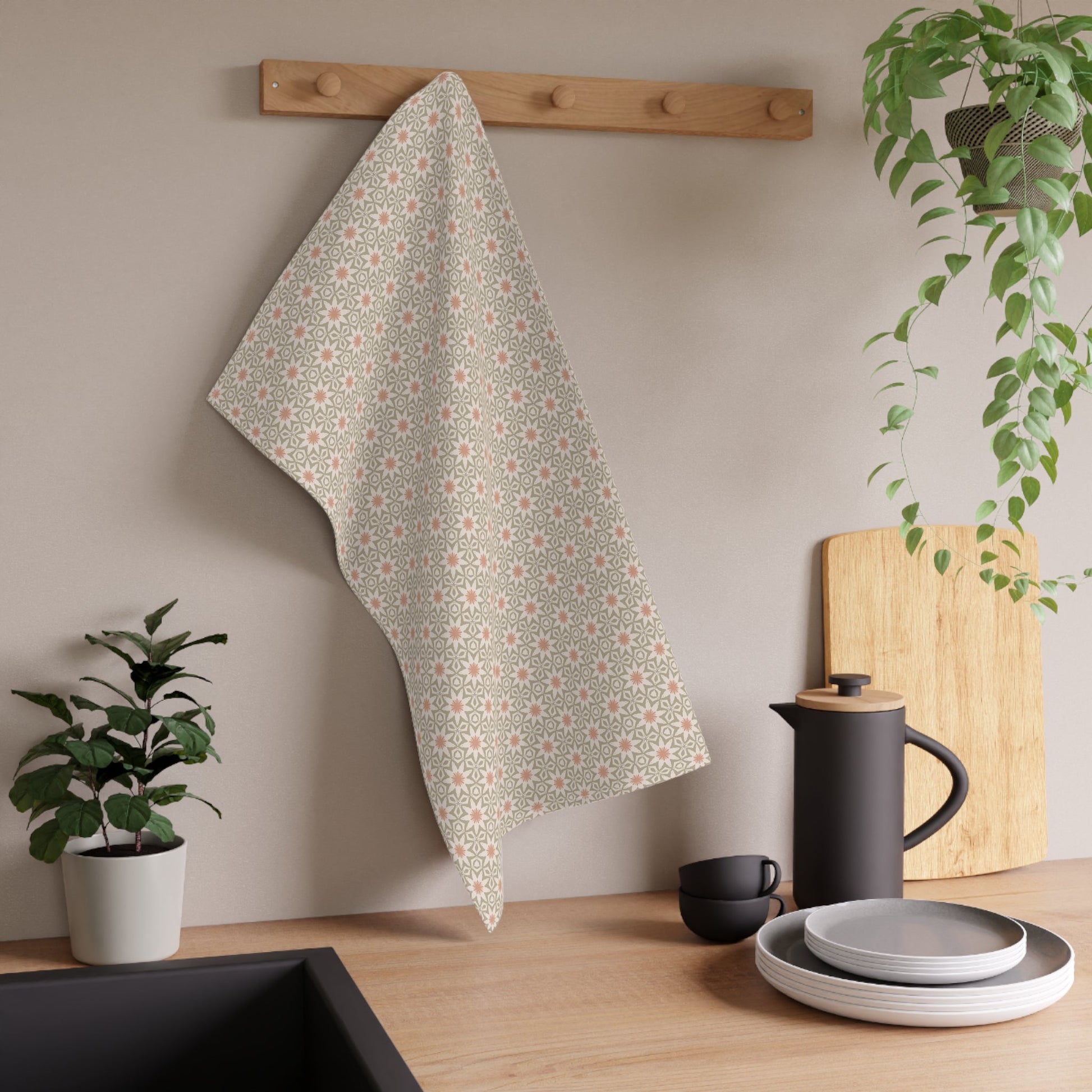 Harmony Star Tea Towel with hand - drawn artwork - Flourish Moon Studio