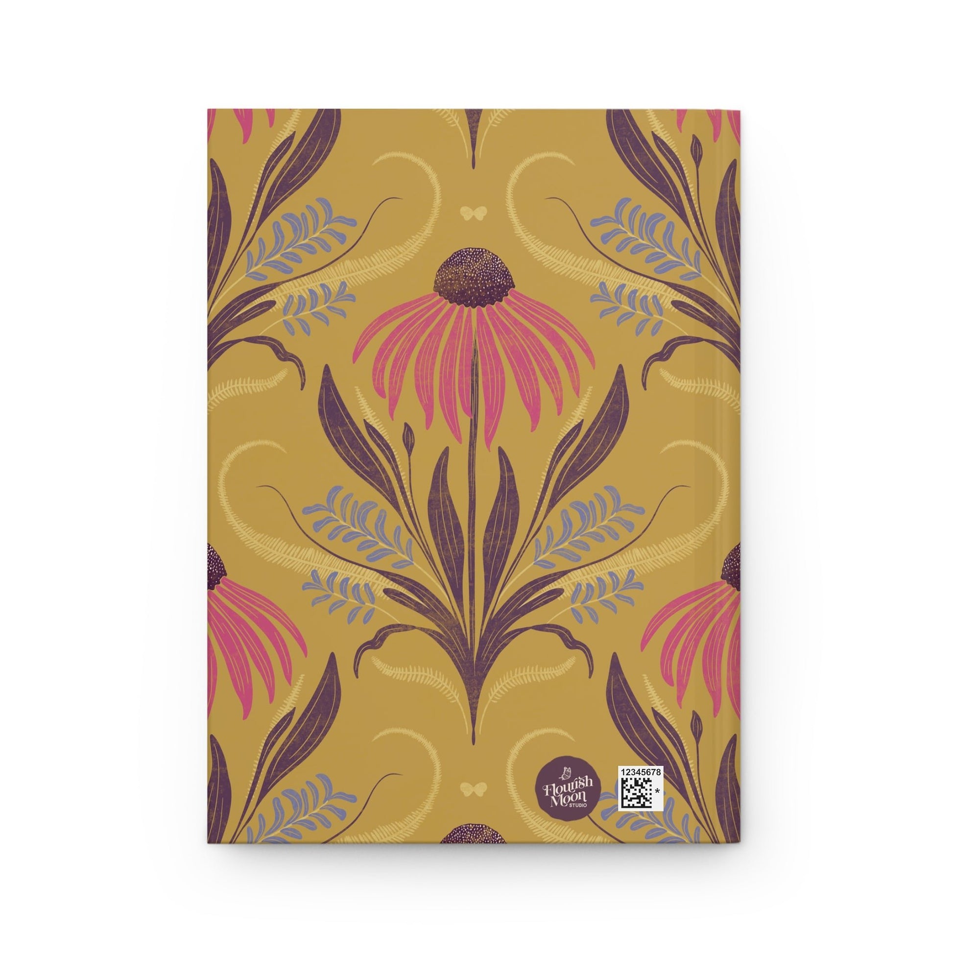 Honeyberry Folk Bloom Hardcover Journal with hand - drawn artwork - Flourish Moon Studio