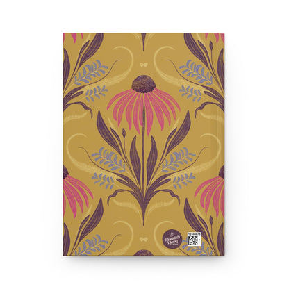 Honeyberry Folk Bloom Hardcover Journal with hand - drawn artwork - Flourish Moon Studio