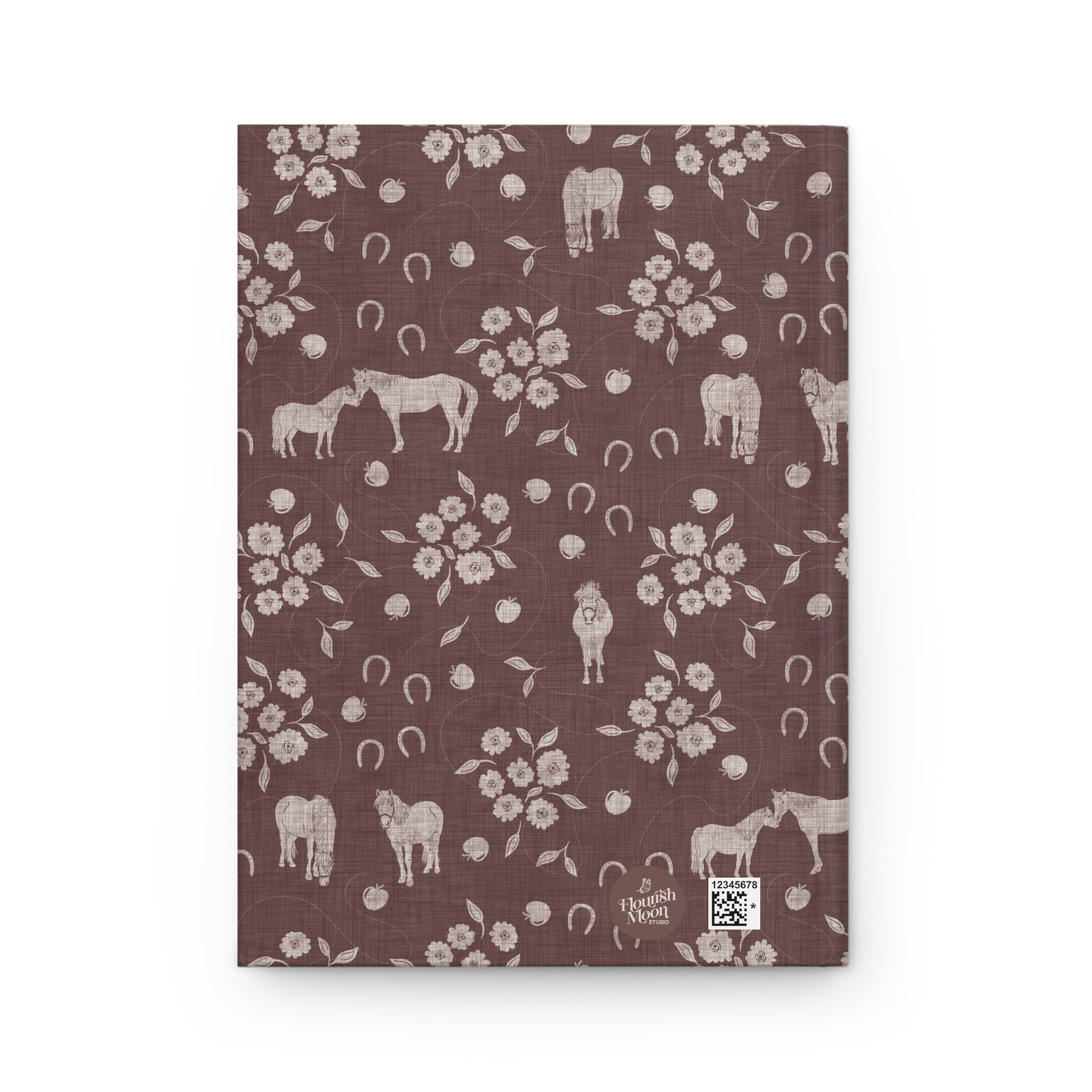 Horse Kisses Path Floral Hardcover Journal with hand drawn artwork - Flourish Moon Studio