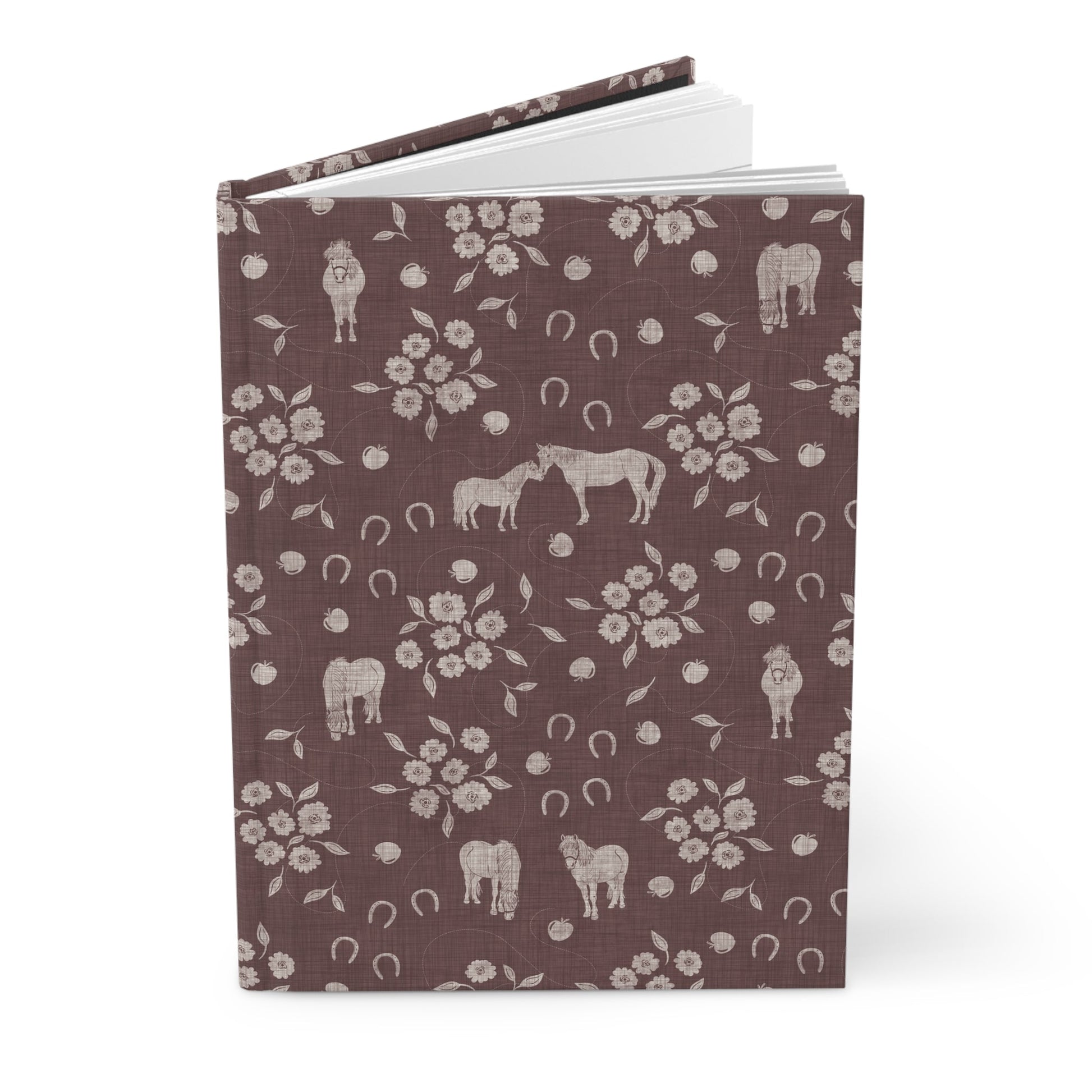 Horse Kisses Path Floral Hardcover Journal with hand drawn artwork - Flourish Moon Studio