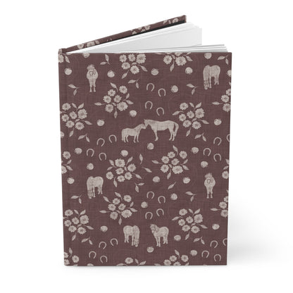 Horse Kisses Path Floral Hardcover Journal with hand drawn artwork - Flourish Moon Studio