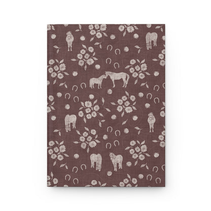 Horse Kisses Path Floral Hardcover Journal with hand drawn artwork - Flourish Moon Studio