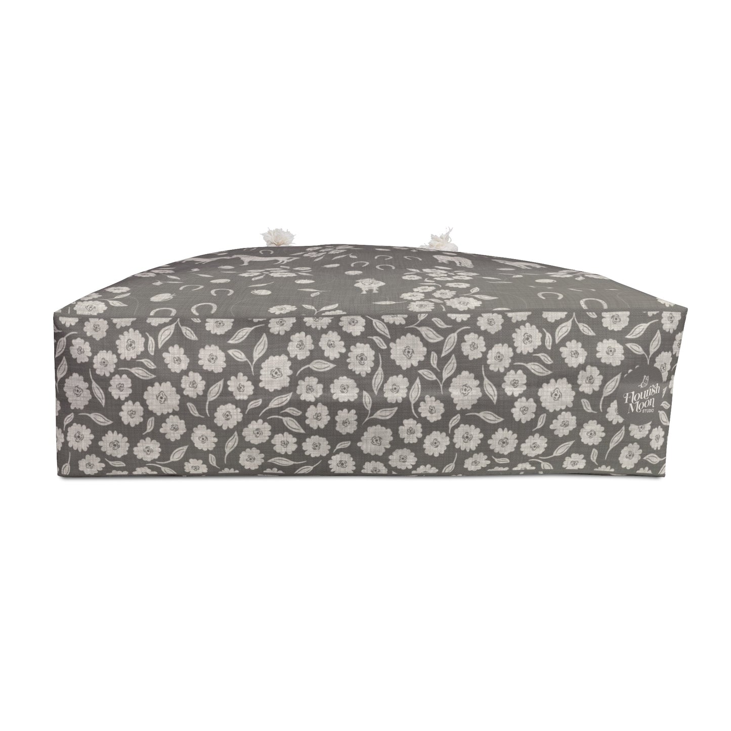 Horse Kisses Path Weekender Bag in Graystone with hand drawn artwork - Flourish Moon Studio