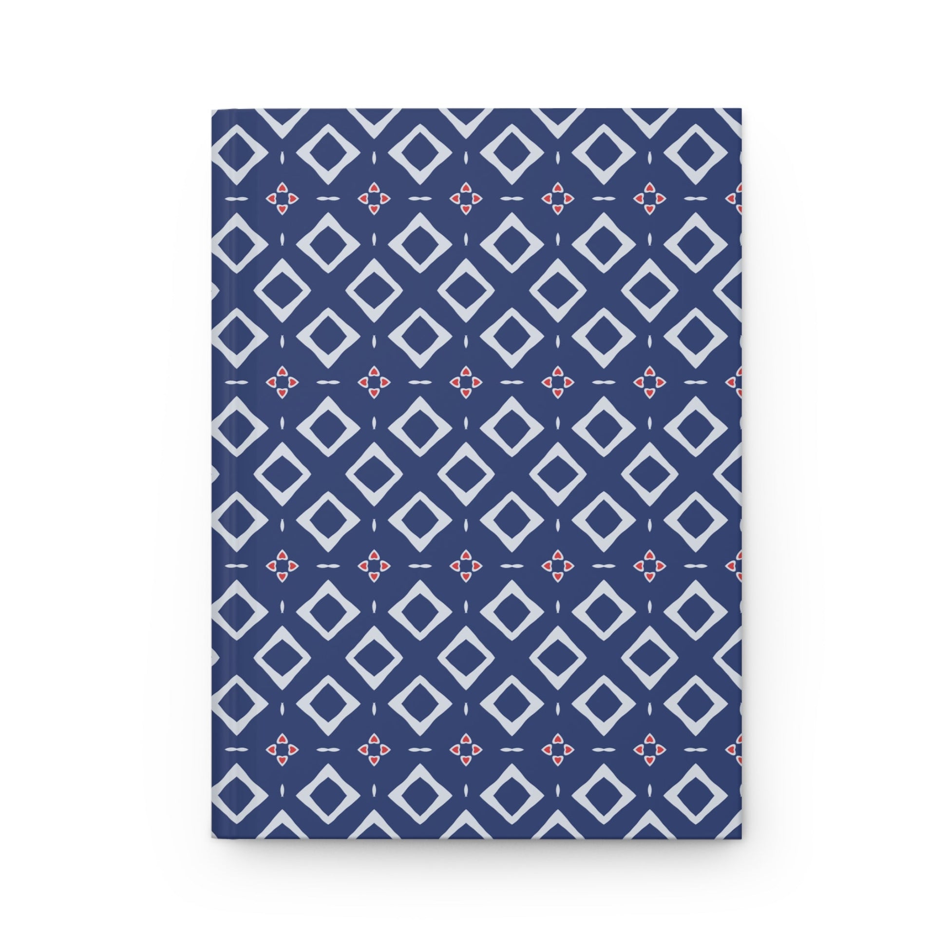 Indigo Love Notes Geometric Hardcover Journal with hand - drawn artwork - Flourish Moon Studio