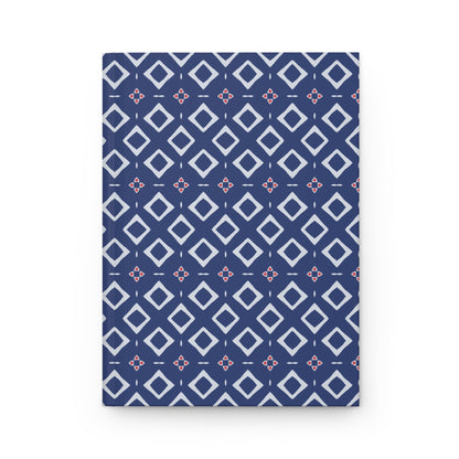 Indigo Love Notes Geometric Hardcover Journal with hand - drawn artwork - Flourish Moon Studio