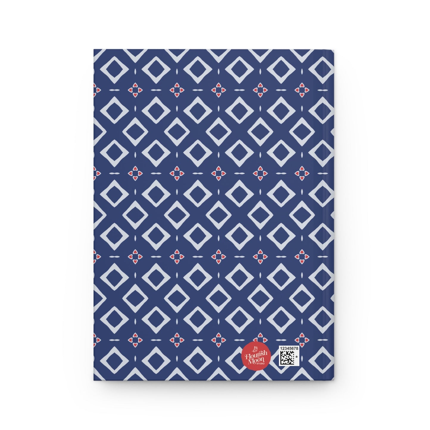 Indigo Love Notes Geometric Hardcover Journal with hand - drawn artwork - Flourish Moon Studio