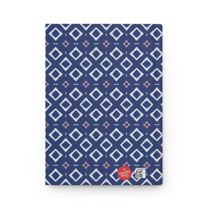 Indigo Love Notes Geometric Hardcover Journal with hand - drawn artwork - Flourish Moon Studio