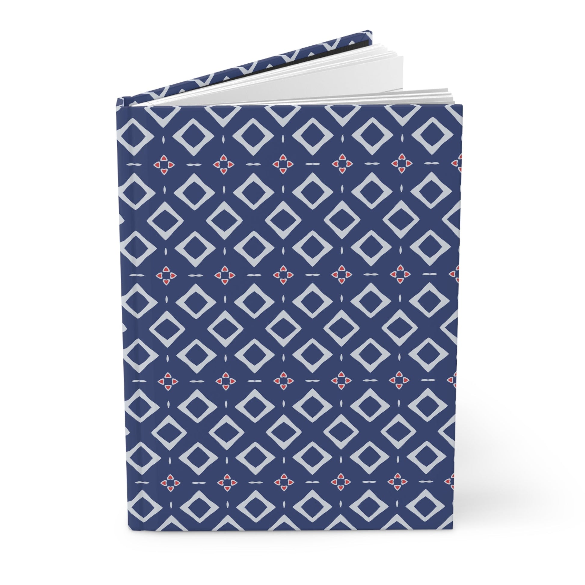 Indigo Love Notes Geometric Hardcover Journal with hand drawn artwork - Flourish Moon Studio
